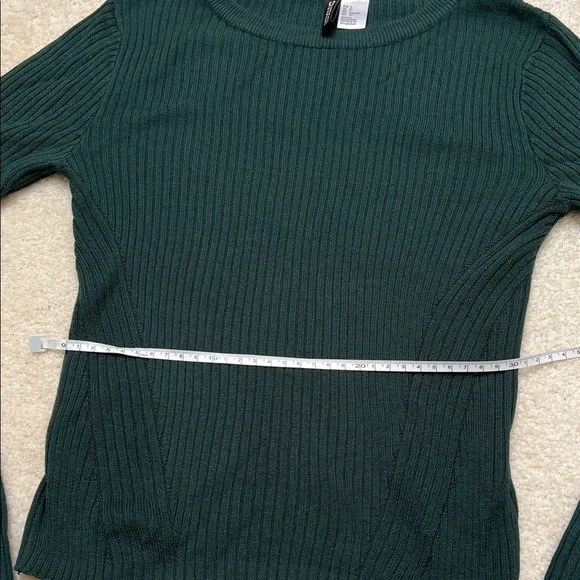 Dark Green Ribbed Sweater - Picture 2 of 5